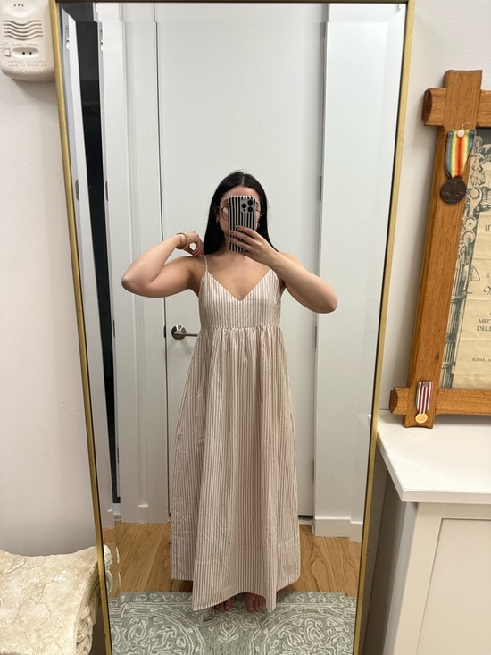 Jenni Kayne Dresses & Skirts - Beige Striped Maxi Dress with Spaghetti Straps